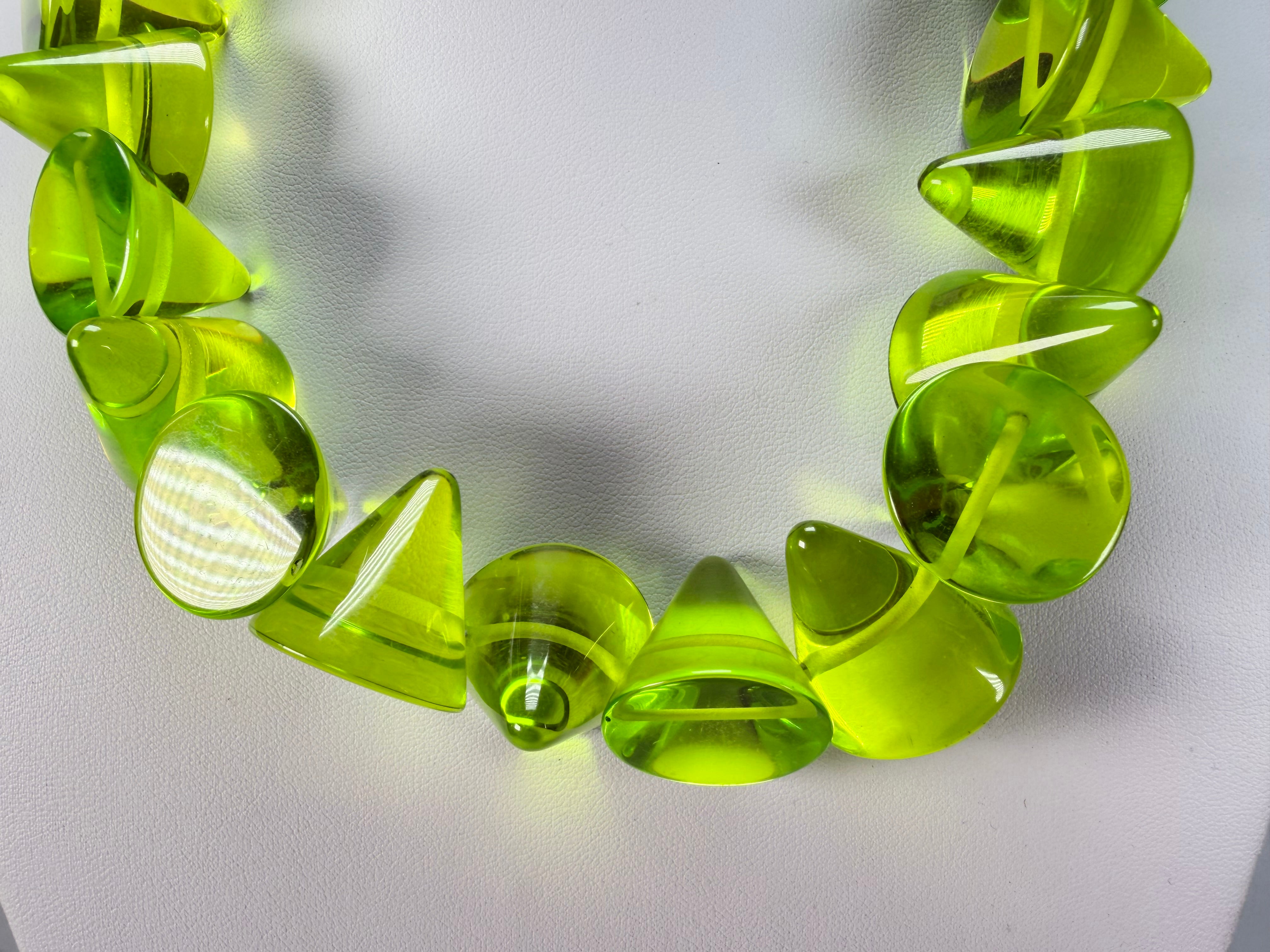 Jackie Brazil "KL Kones" Transparent Green Mix Large Cones Necklace ( N2896 )