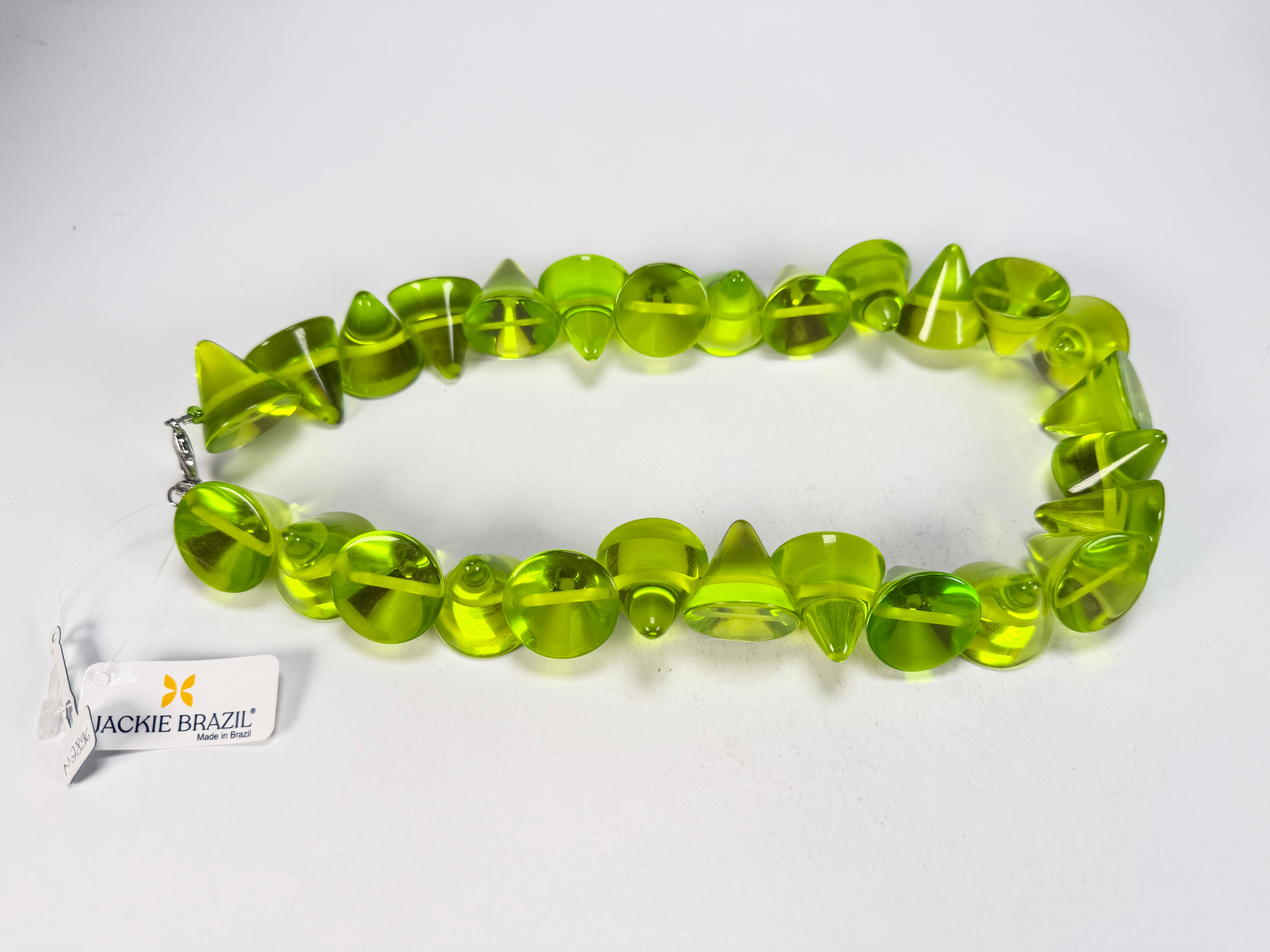 Jackie Brazil "KL Kones" Transparent Green Mix Large Cones Necklace ( N2896 )