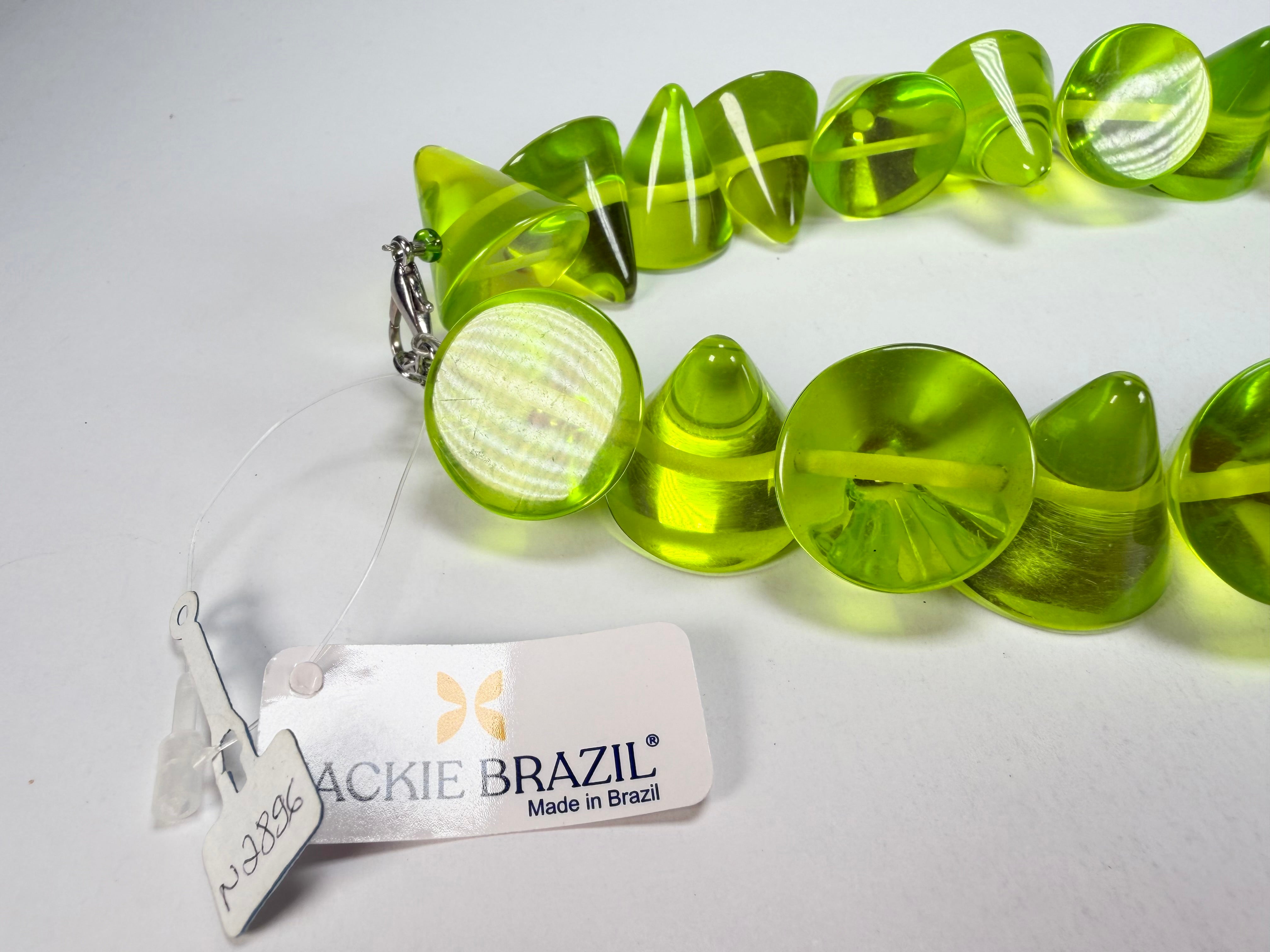 Jackie Brazil "KL Kones" Transparent Green Mix Large Cones Necklace ( N2896 )