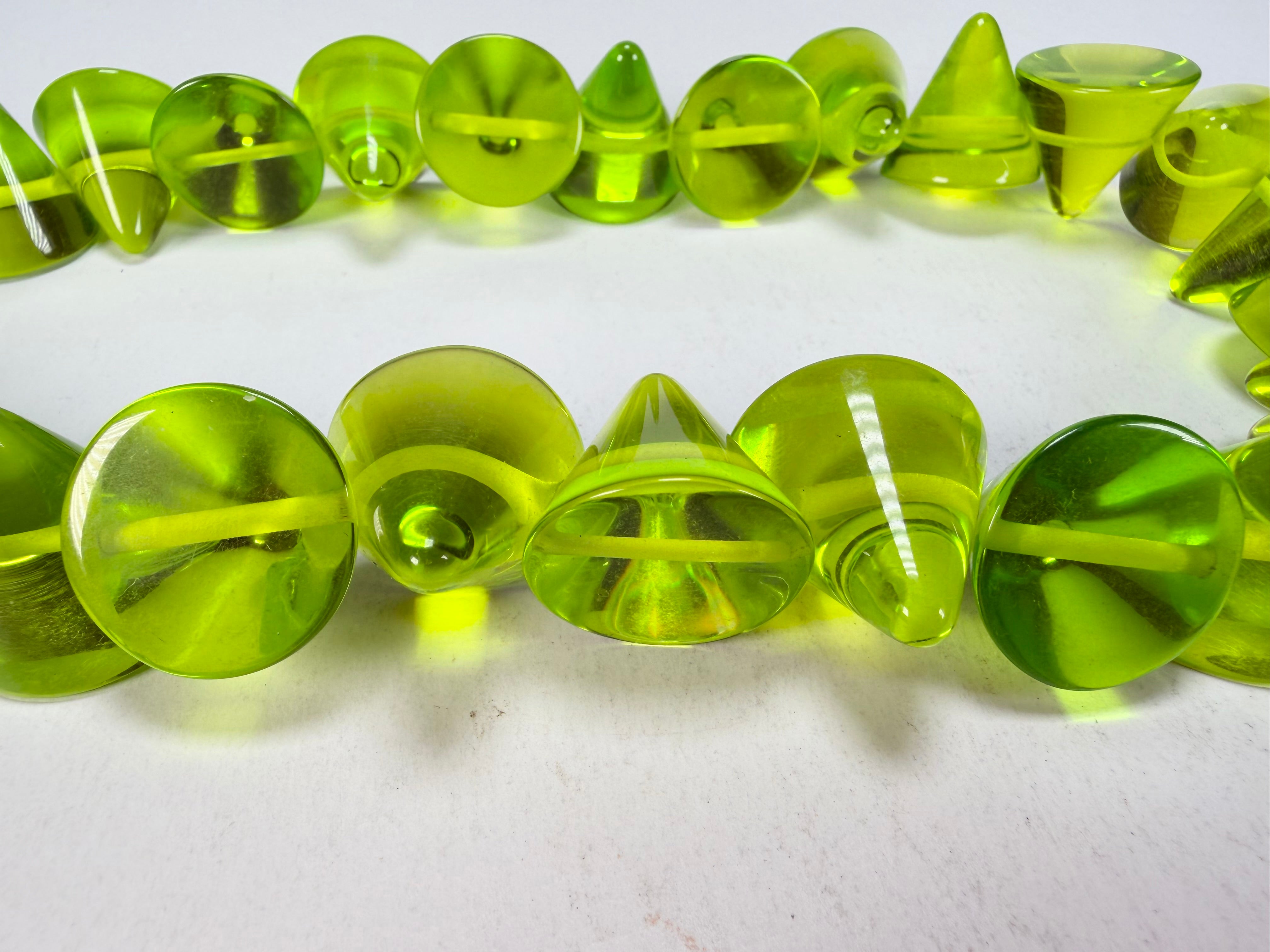 Jackie Brazil "KL Kones" Transparent Green Mix Large Cones Necklace ( N2896 )