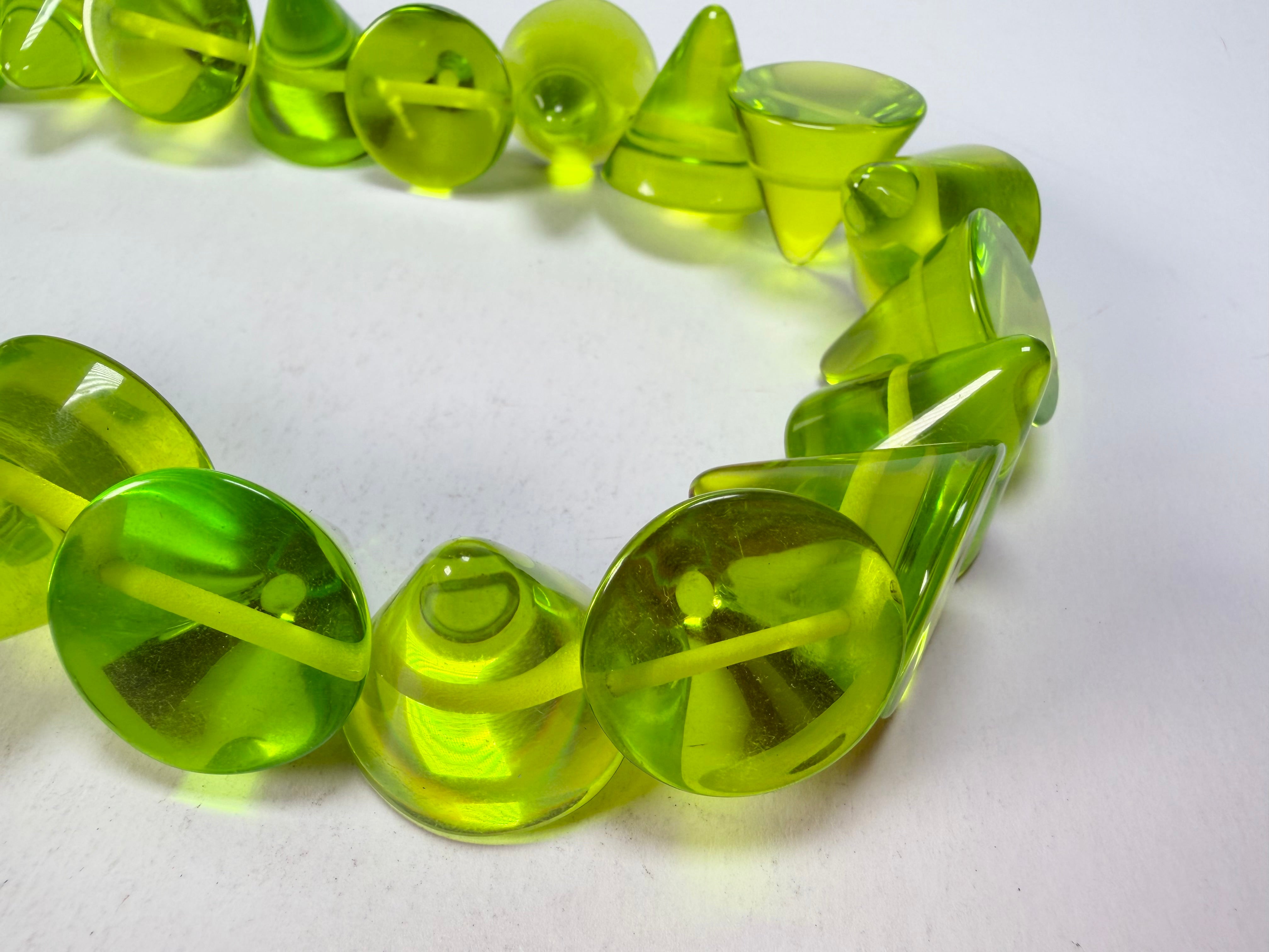 Jackie Brazil "KL Kones" Transparent Green Mix Large Cones Necklace ( N2896 )