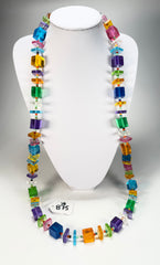 Jackie Brazil "Rome" Transparent Summer Mix Cubes & Squares Mix Colours 120cm Resin Necklace ( N0032 )