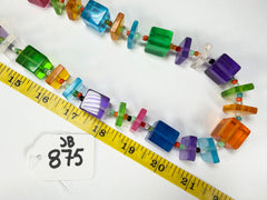 Jackie Brazil "Rome" Transparent Summer Mix Cubes & Squares Mix Colours 120cm Resin Necklace ( N0032 )