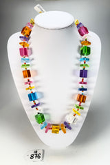 Jackie Brazil "Rome" Transparent Summer Mix Cubes & Squares Mix Colours 75cm Resin Necklace ( N0030 )