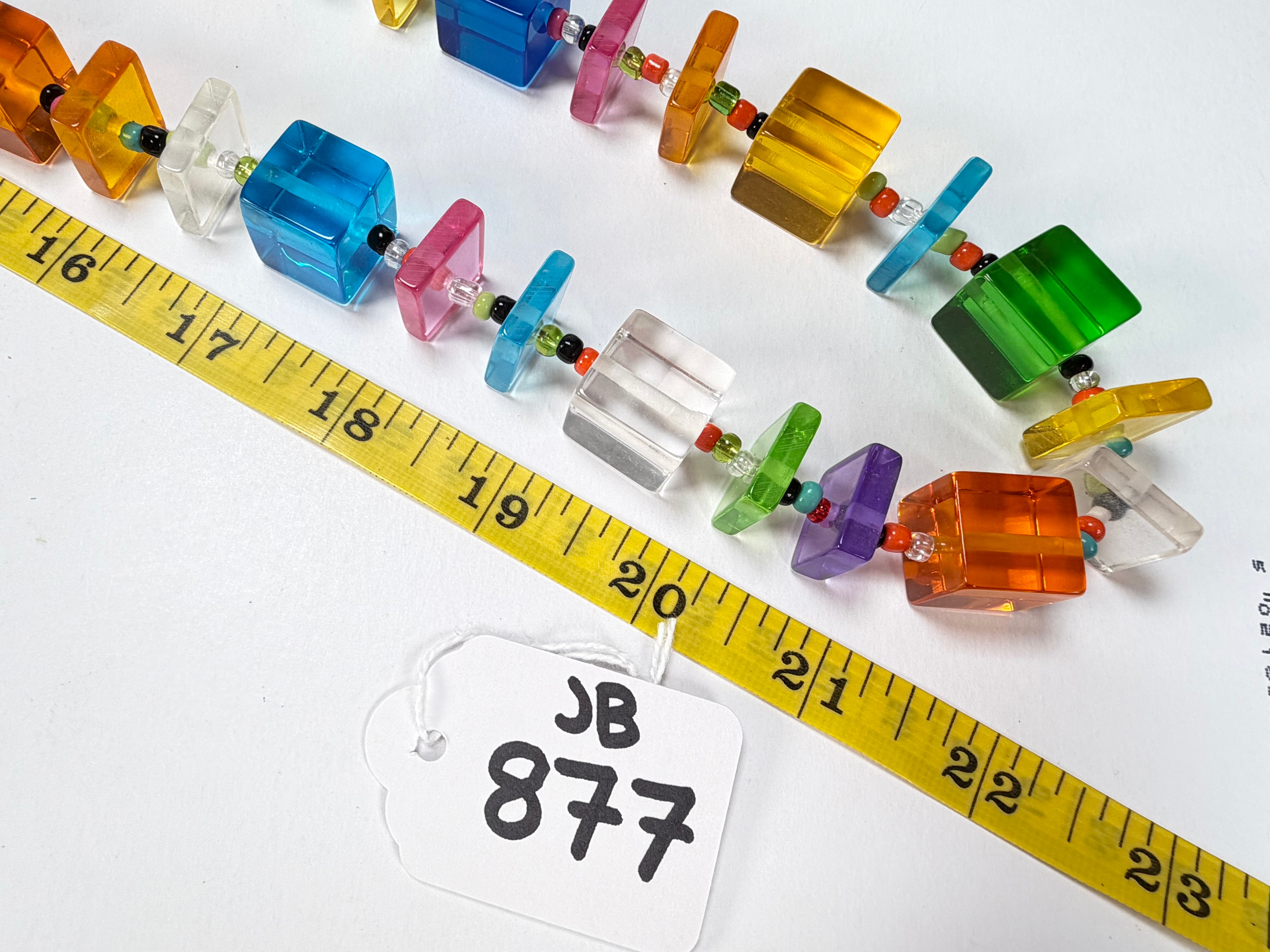 Jackie Brazil "Rome" Transparent Summer Mix Cubes & Squares Mix Colours 120cm Resin Necklace ( N0032 )