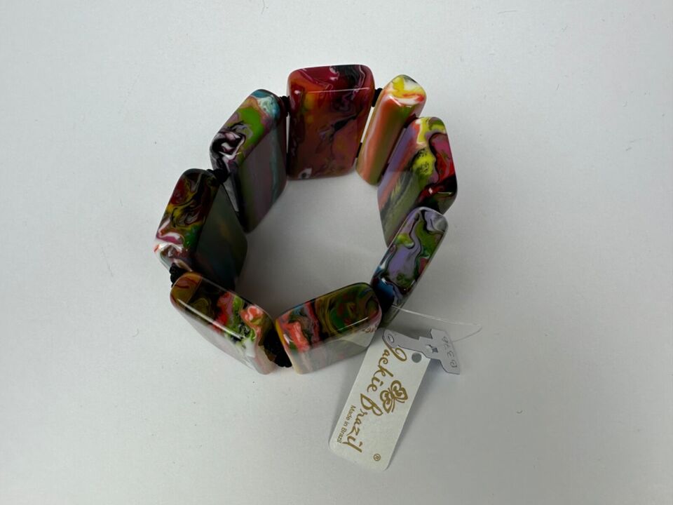 Jackie Brazil "Pop Art" Kandinsky 8 Squares Elasticated Bracelet ( B0376 )