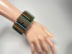 Jackie Brazil "Pop Art" Liquorice Winter Mix 8 Squares Elasticated Bracelet ( B0376 )