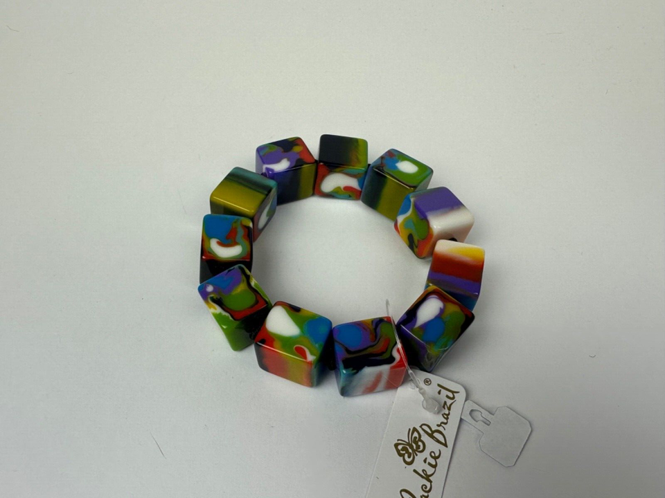 Jackie Brazil "Kandinsky" Liquorice Small Cubes Bracelet ( B0224 )