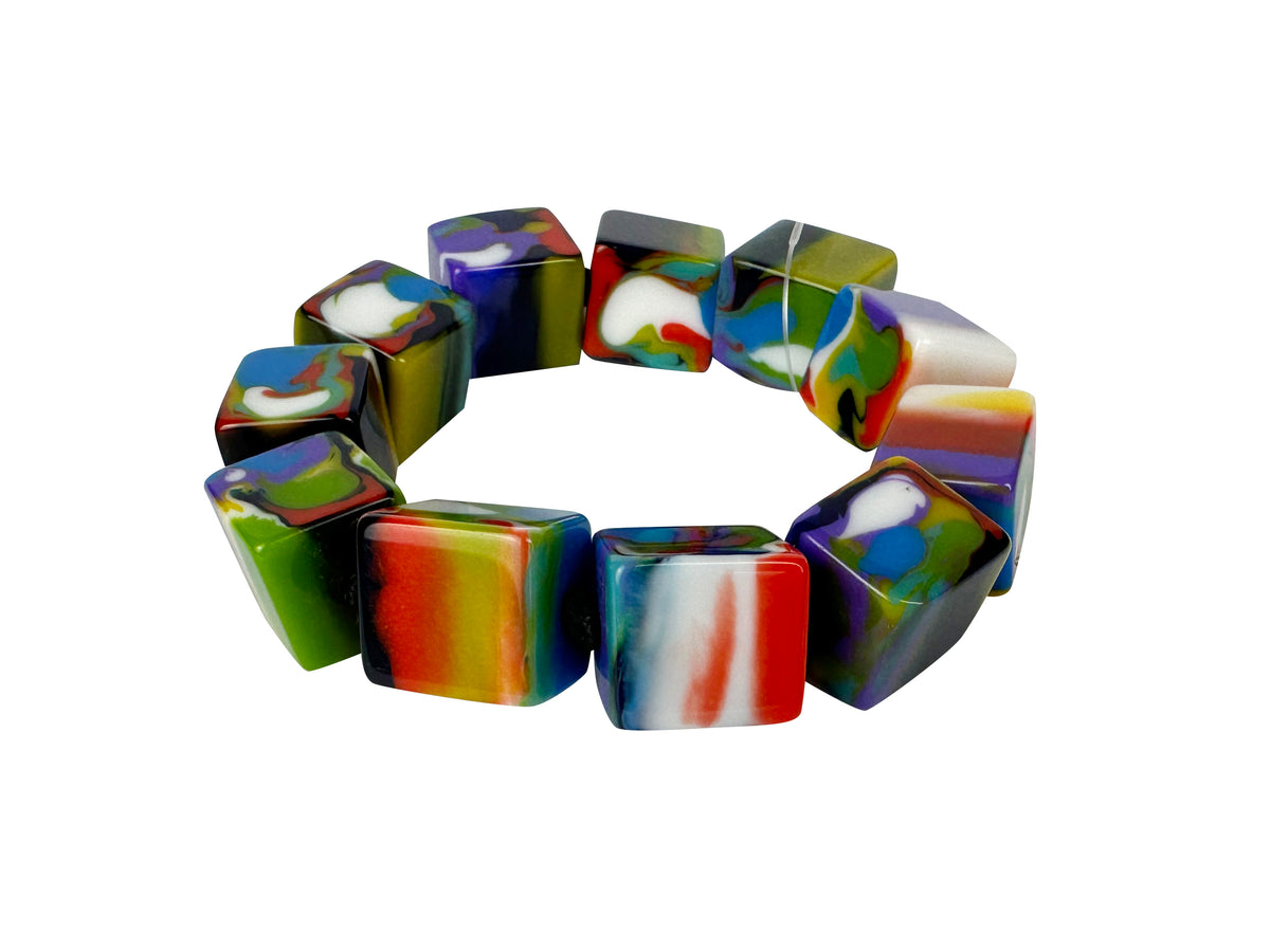 Jackie Brazil "Kandinsky" Liquorice Small Cubes Bracelet ( B0224 )