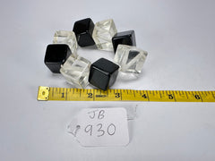 Jackie Brazil "Titan" Galactic Black & Clear Square Cubes On Elastic Resin Bracelet ( B2602 )