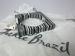 Jackie Brazil "Zebra" Liquorice Allsorts Black & White Striped 1.3cm Square Resin Bangle ( B2142 )