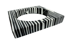 Jackie Brazil "Zebra" Liquorice Allsorts Black & White Striped 1.3cm Square Resin Bangle ( B2142 )