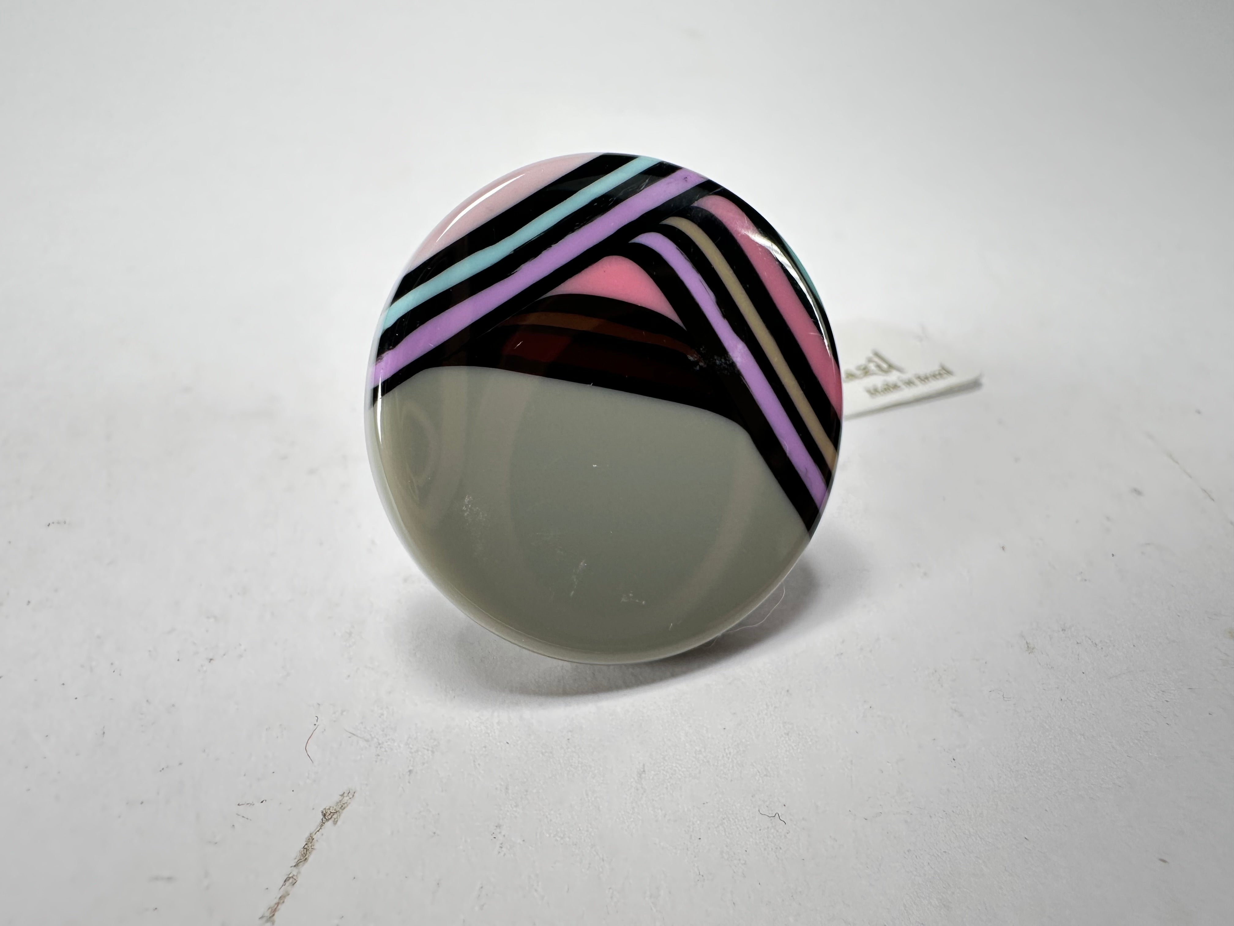 Jackie Brazil "Coast" Swirls Grey Circle Resin Ring ( R3198 ) Size UK P / USA 7.5