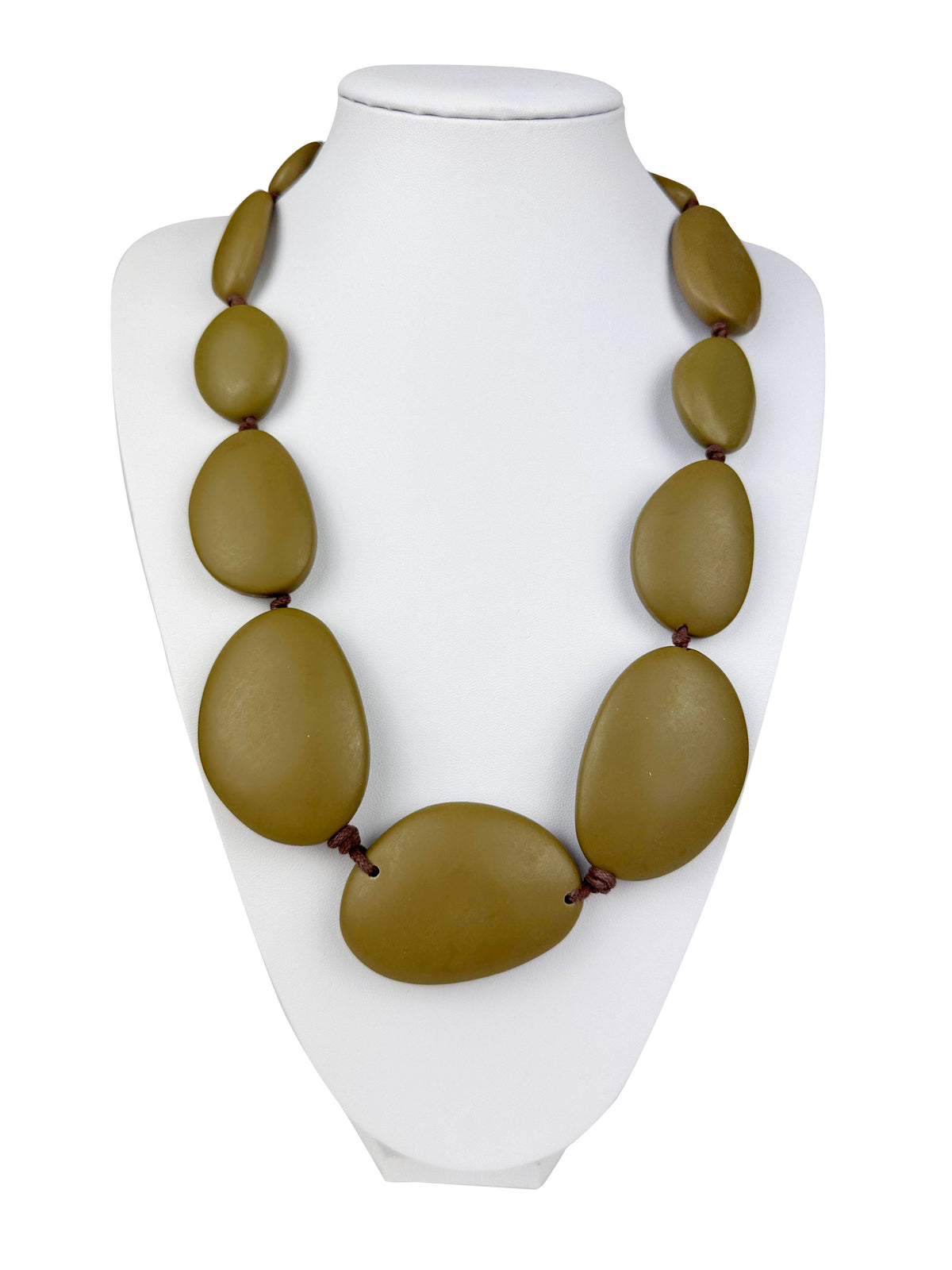 Jackie Brazil "Brown Matte" Long Flat Riverstones 65cm Necklace ( N3700 )