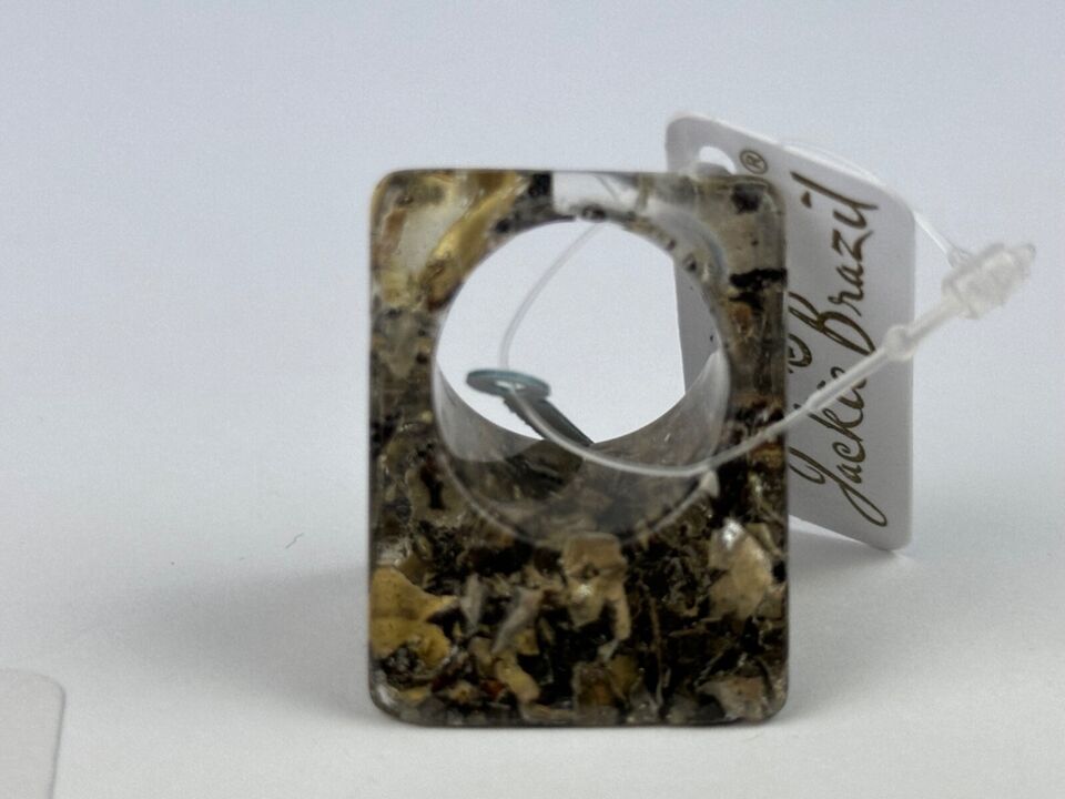 Jackie Brazil "Seaweed" Large Square Resin Ring ( R1715 ) Size UK P / USA 7.5