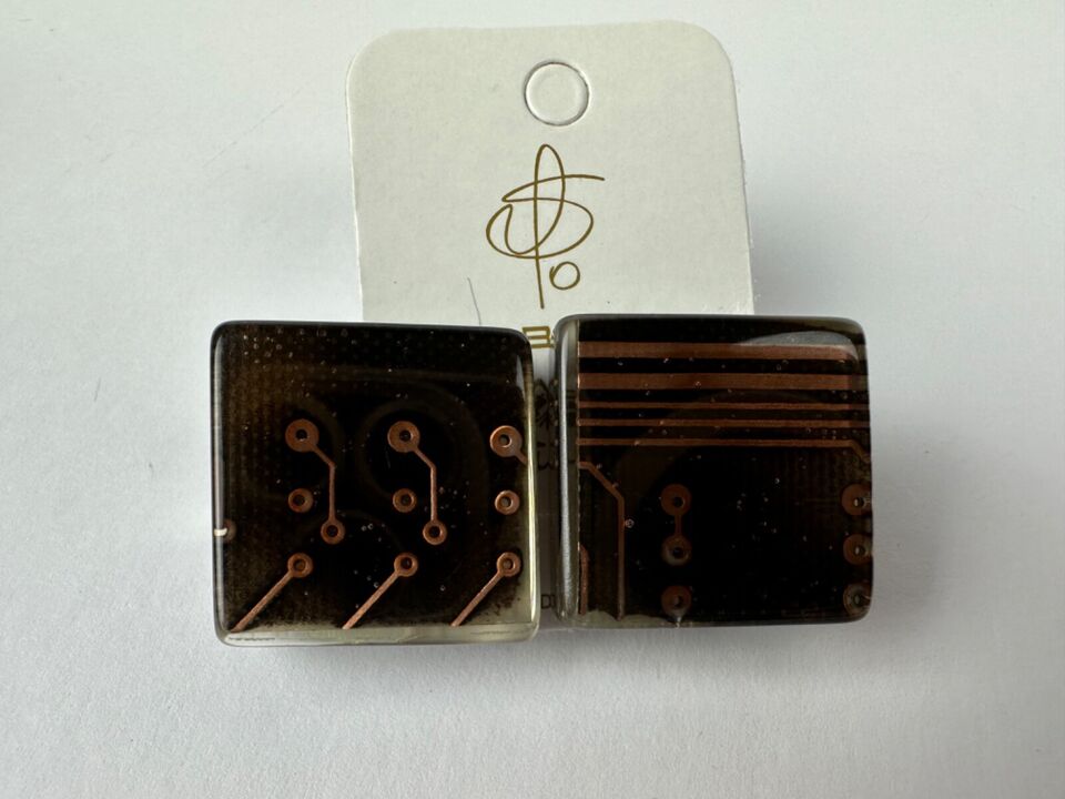 Jackie Brazil "Dale" Flash Digital Square Clip On Resin Earrings ( E3217 )