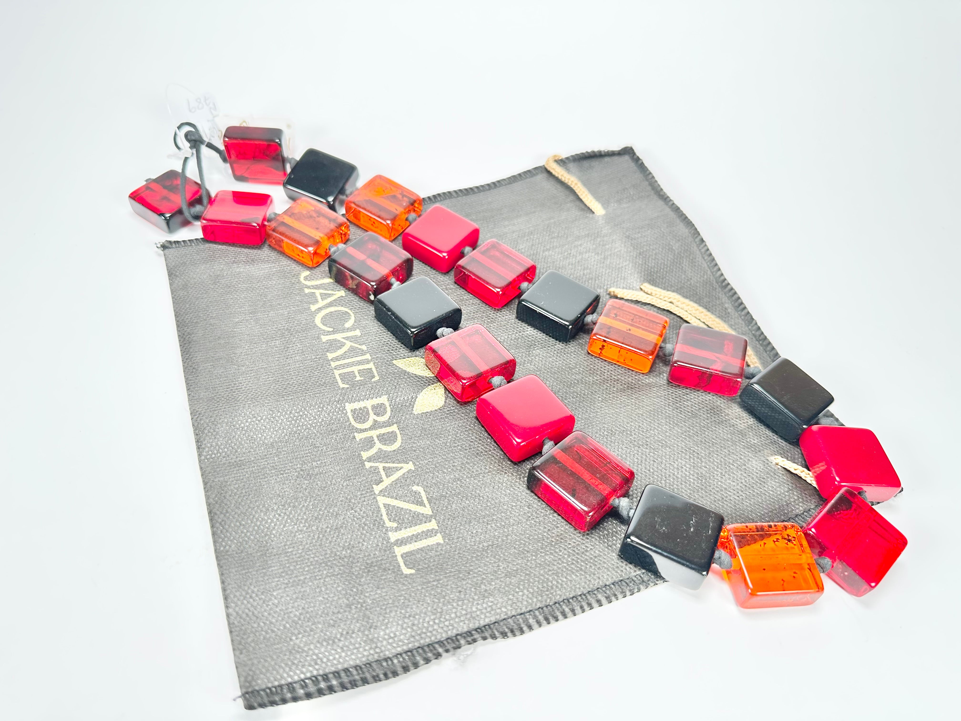 Jackie Brazil "Gala" Passion Mix Half Rectangles 65cm Necklace ( N0789 )