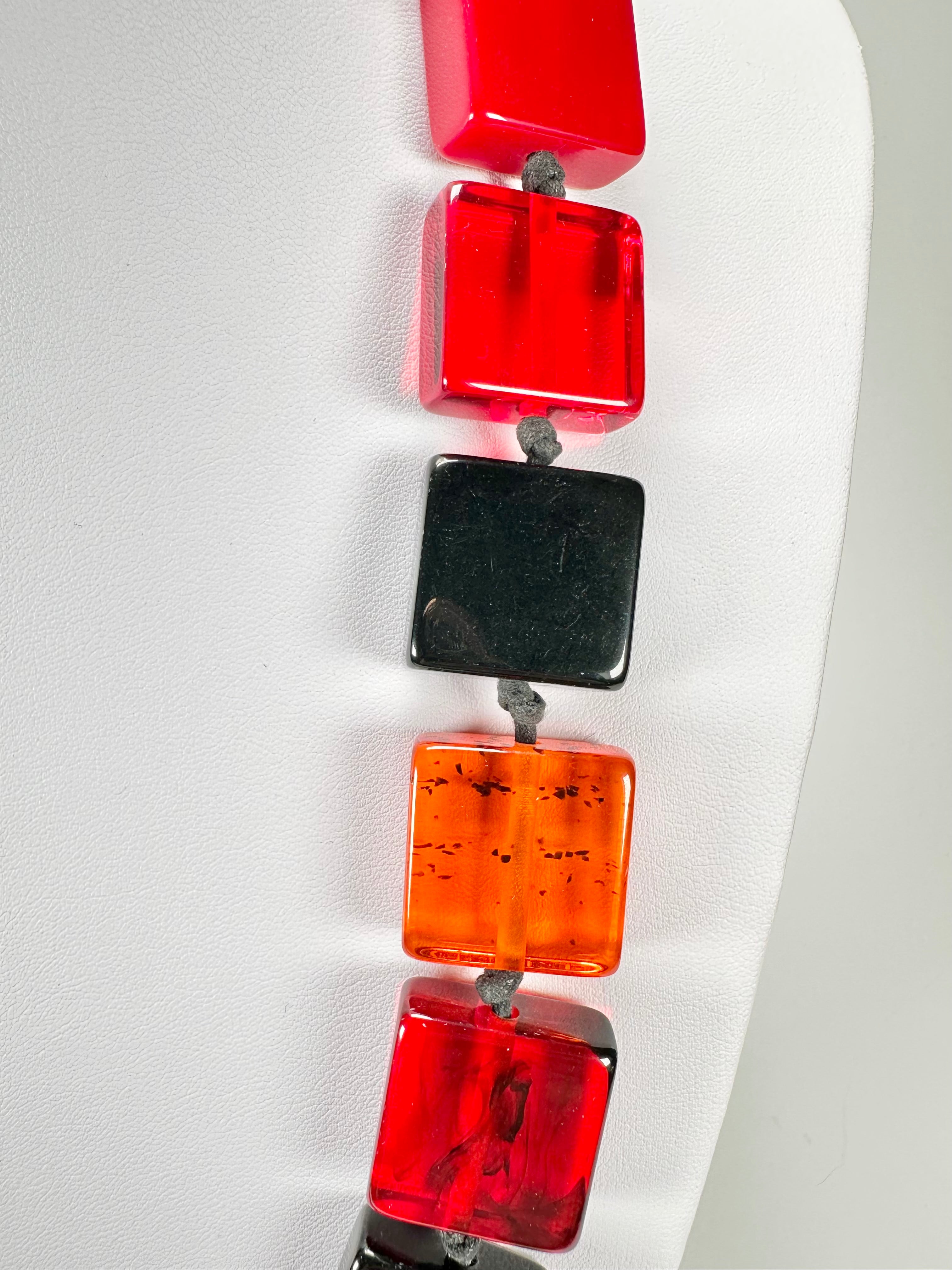 Jackie Brazil "Gala" Passion Mix Half Rectangles 65cm Necklace ( N0789 )