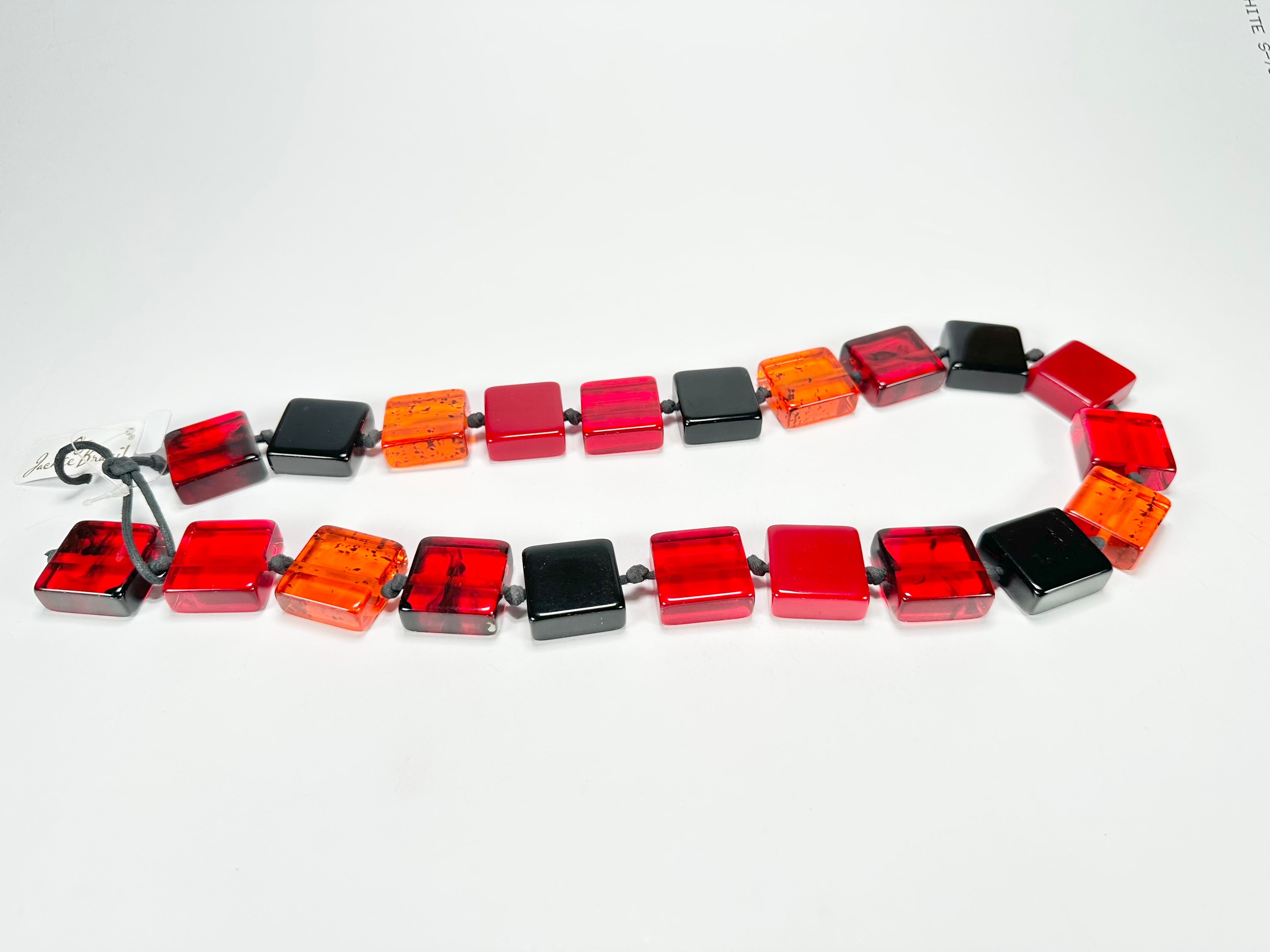Jackie Brazil "Gala" Passion Mix Half Rectangles 65cm Necklace ( N0789 )