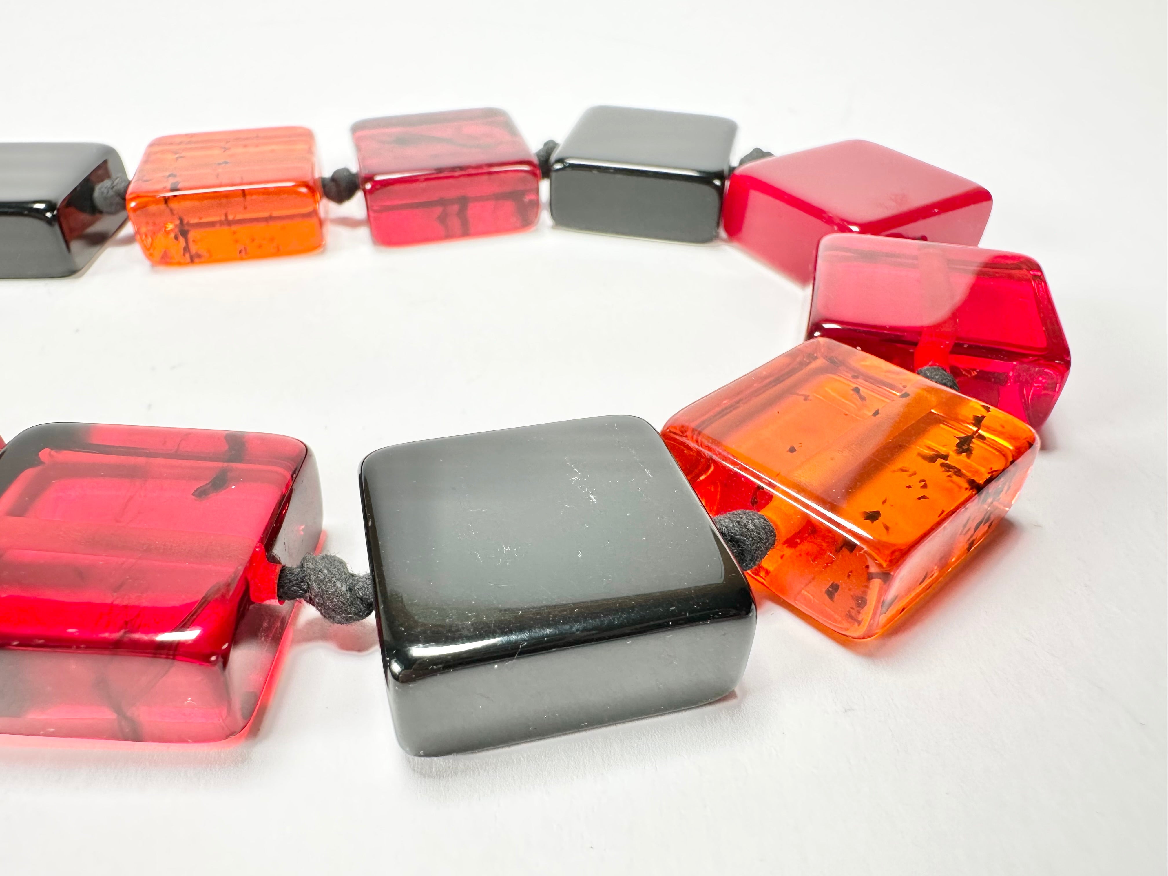 Jackie Brazil "Gala" Passion Mix Half Rectangles 65cm Necklace ( N0789 )