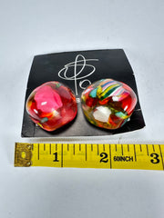 Jackie Brazil "Moda" Cascade  Abstract Clip On Resin Earrings ( E2962 )