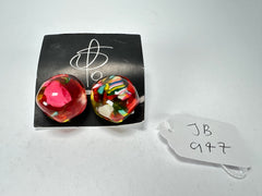 Jackie Brazil "Moda" Cascade  Abstract Clip On Resin Earrings ( E2962 )