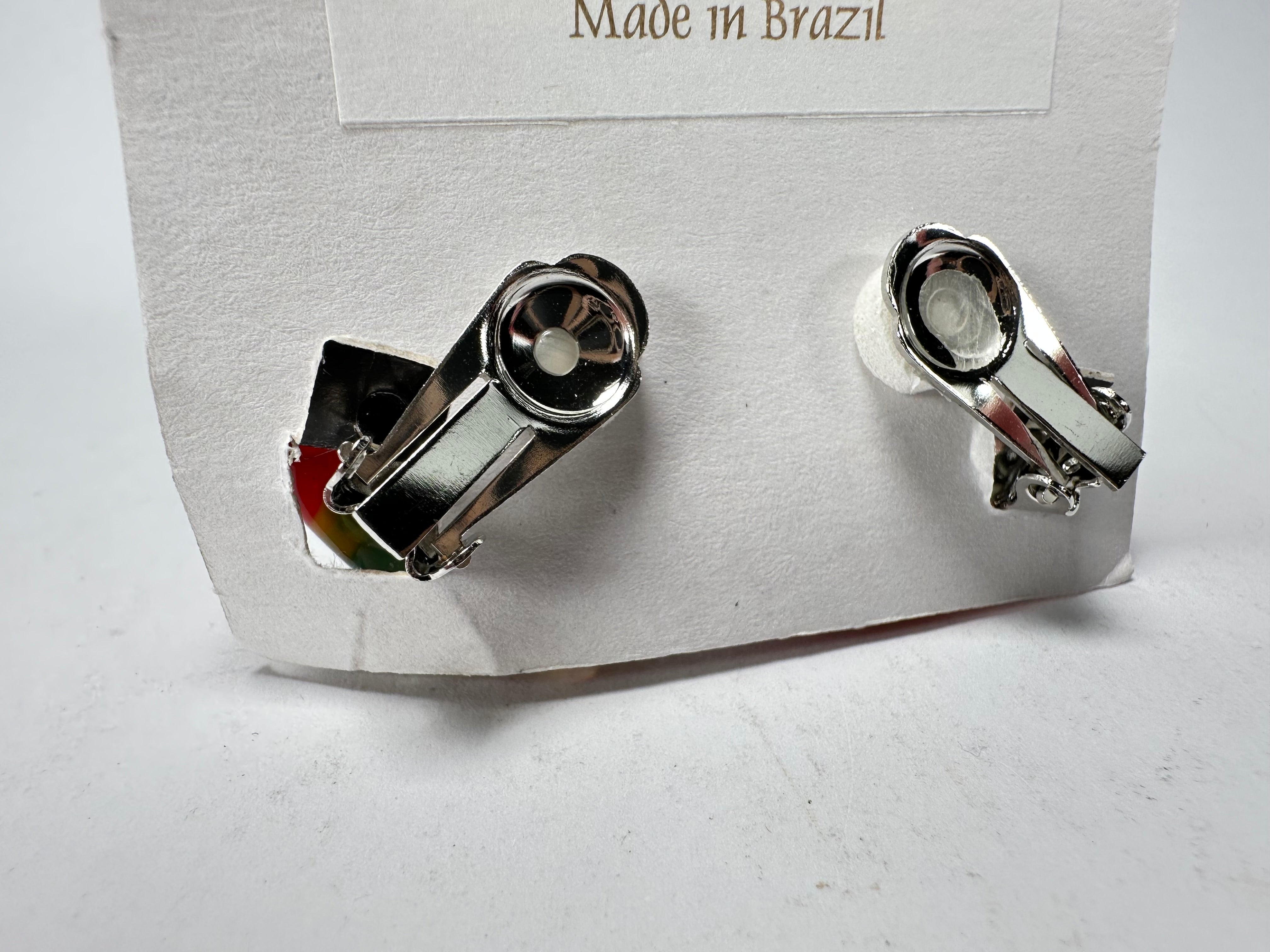 Jackie Brazil "Moda" Cascade  Abstract Clip On Resin Earrings ( E2962 )