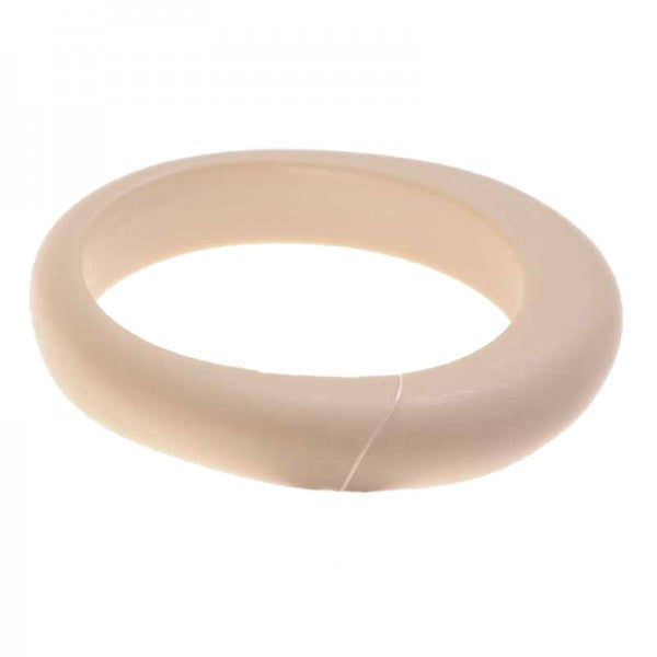 Jackie Brazil "Solid Oval" Natural Beige Matte 1.3cm Resin Bangle ( B0040 )