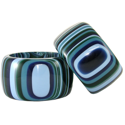 Jackie Brazil "Tiger" Liquorice Allsorts with Cat Eye Blue Mix 5cm Resin Bangle ( B0932 )
