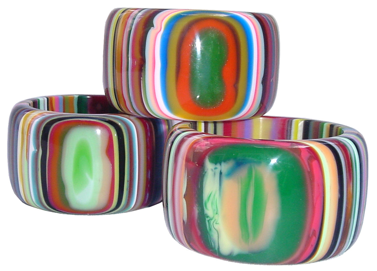 Jackie Brazil "Tiger" Liquorice Allsorts with Cat Eye Mix Colours 5cm Resin Bangle ( B0932 )