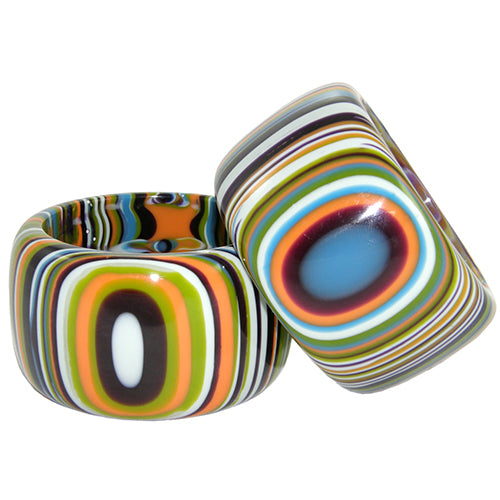 Jackie Brazil "Tiger" Liquorice Allsorts with Cat Eye Winter Colour 5cm Resin Bangle ( B0932 )
