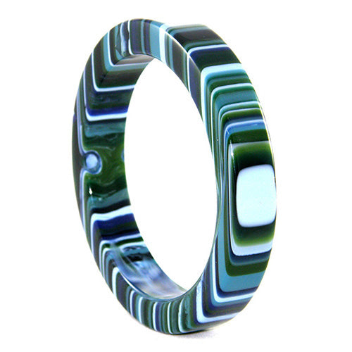 Jackie Brazil "Cat Eye" Liquorice Allsorts with Cat Eye Blue Mix 1.3cm Resin Bangle ( B1034 )