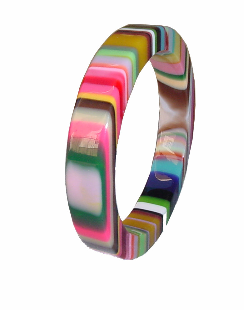 Jackie Brazil "Cat Eye" Liquorice Allsorts with Cat Eye Mix Colours 1.3cm Resin Bangle ( B1034 )