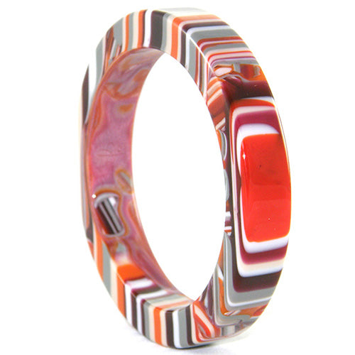 Jackie Brazil "Cat Eye" Liquorice Allsorts with Cat Eye Orange Mix 1.3cm Resin Bangle ( B1034 )