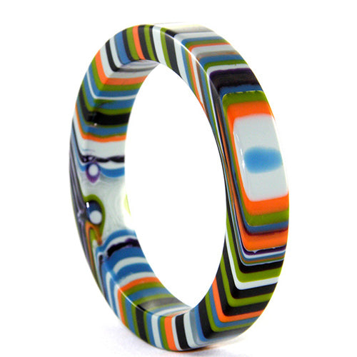 Jackie Brazil "Cat Eye" Liquorice Allsorts with Cat Eye Winter Colour 1.3cm Resin Bangle ( B1034 )
