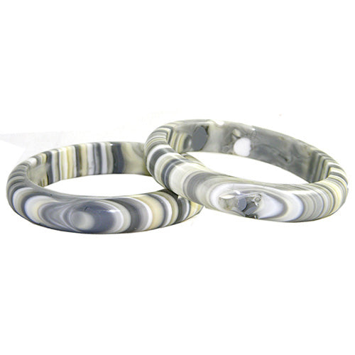 Jackie Brazil "Thin Cat Eye" Liquorice Allsorts with Cat Eye Cream Mix 1.3cm Resin Bangle ( B1151 )