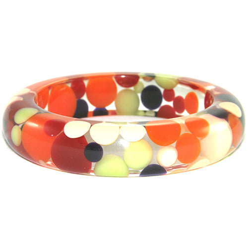 Jackie Brazil "Shinny Spotted" Party Mix Spots Solid Round Resin 1.7cm Bangle ( B1726 )