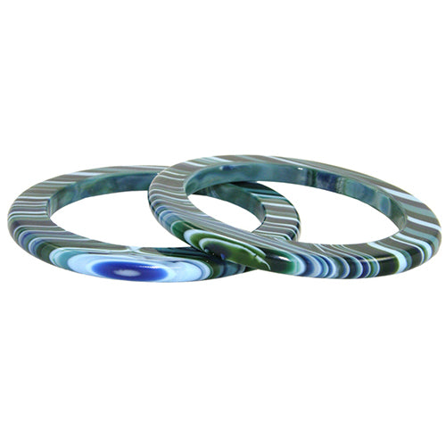 Jackie Brazil "Olympic Circles" Liquorice Allsorts Blue Mix 0.5cm Resin Bangle ( B2336 )