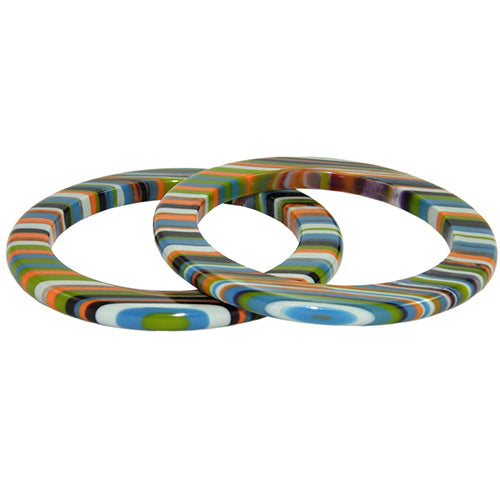 Jackie Brazil "Olympic Circles" Liquorice Allsorts Winter Colour 0.5cm Resin Bangle ( B2336 )