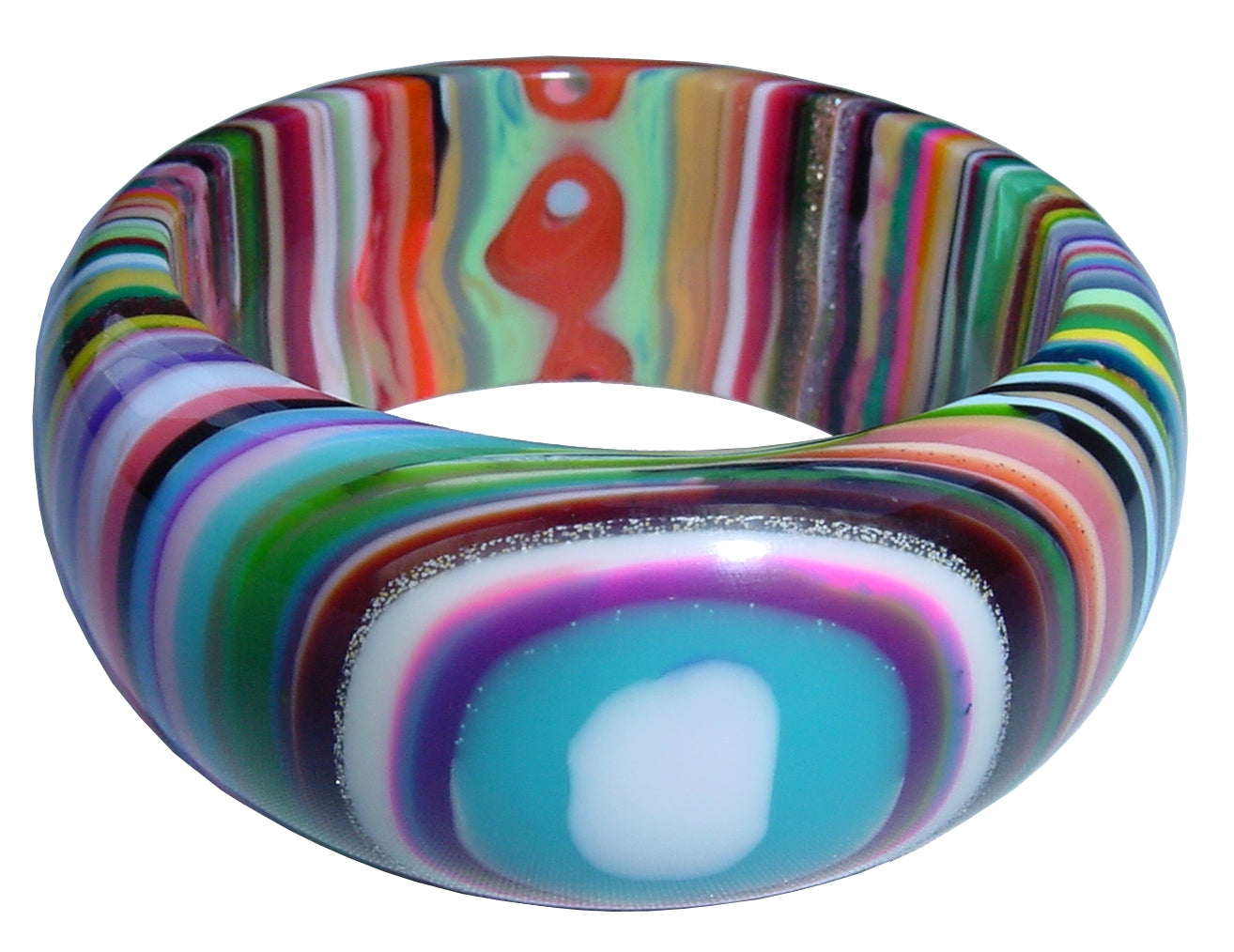 Jackie Brazil "All Sorts "Liquorice w/Cat Eye Mix Colours 3.4cm Bangle ( B2444 )