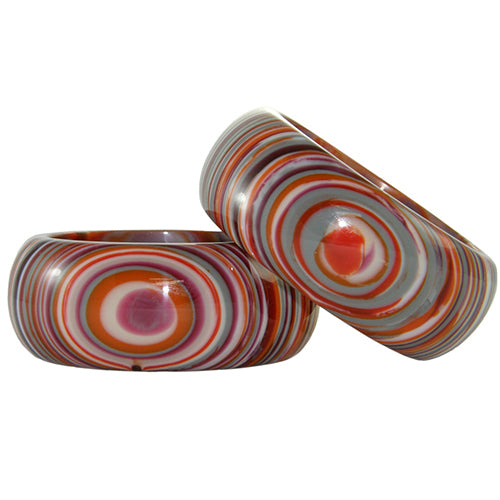 Jackie Brazil "All Sorts "Liquorice w/Cat Eye Orange Mix 3.4cm Bangle ( B2444 )