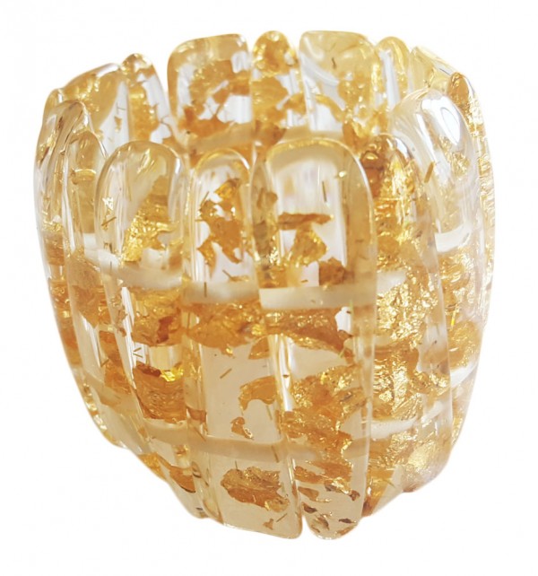 Jackie Brazil "Tulip" Gold Flakes Elasticated Bracelet ( B0026 )