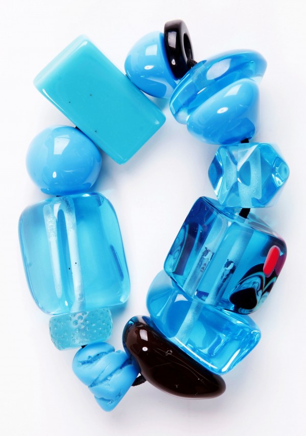 Jackie Brazil "Indiana" Light Blue Mix Multi Bead Resin Bracelet ( B0210 )