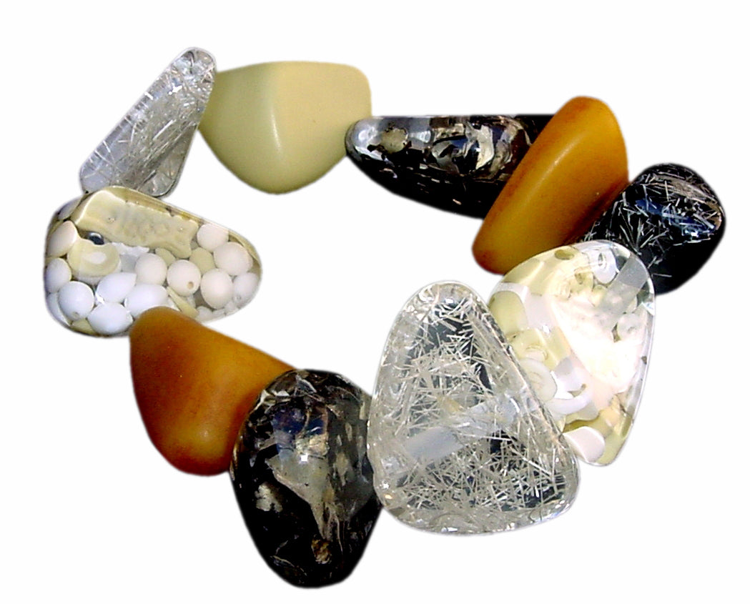 Jackie Brazil "Diamonds" Seasons Mix Flintstone Bone Bracelet ( B0211 )