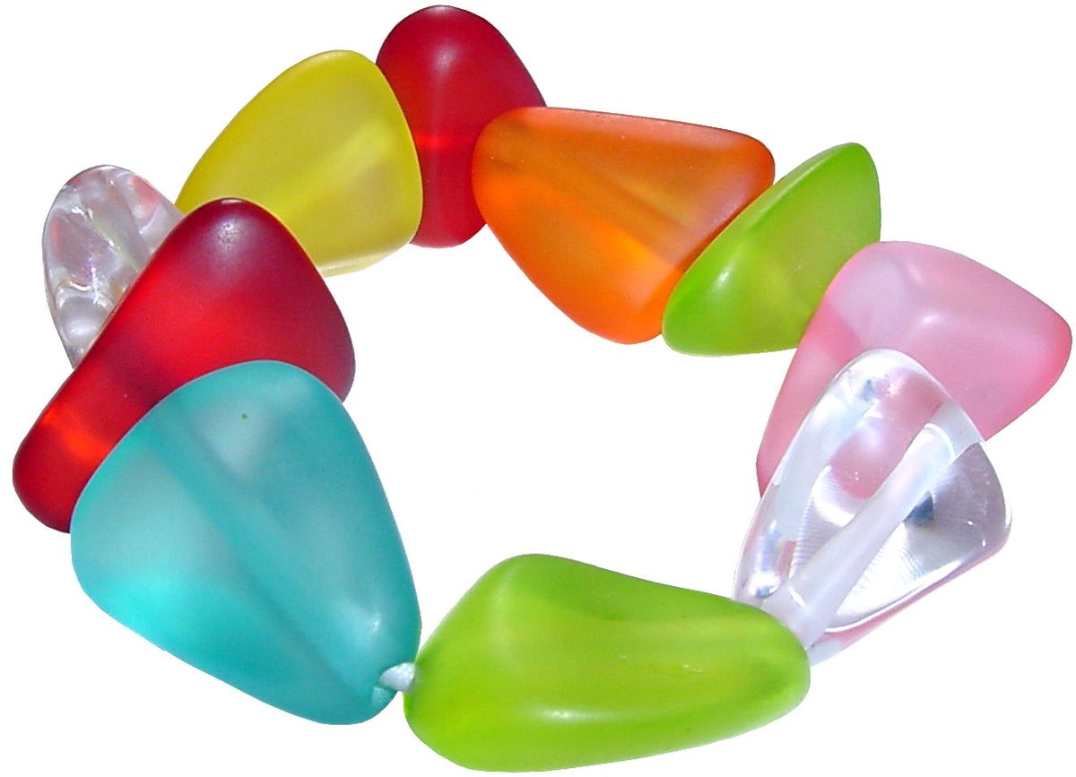 Jackie Brazil "Diamonds" Transparent Summer Frost Flintstone Bone Bracelet ( B0211 )