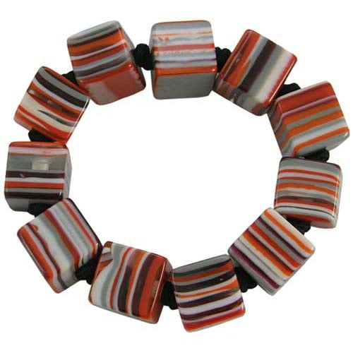 Jackie Brazil "POP" Liquorice Orange Mix Small Cubes Bracelet ( B0224 )