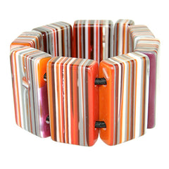 Jackie Brazil "Pop Art" Liquorice Orange Mix 8 Squares Elasticated Bracelet ( B0376 )