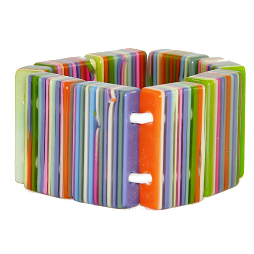 Jackie Brazil "Pop Art" Liquorice Spring Mix 8 Squares Elasticated Bracelet ( B0376 )