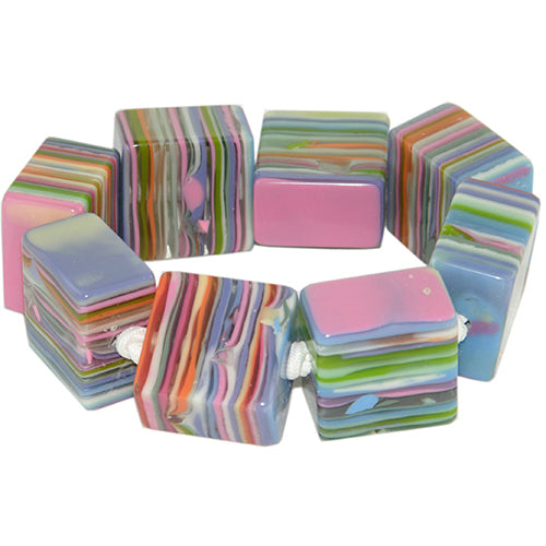 Jackie Brazil "Gala" Liquorice Half Rectangles On Elastic Spring Mix Bracelet ( B0778 )