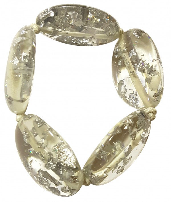 Jackie Brazil "Kathy" Silver Flakes Small Riverstones Bracelet ( B0800 )